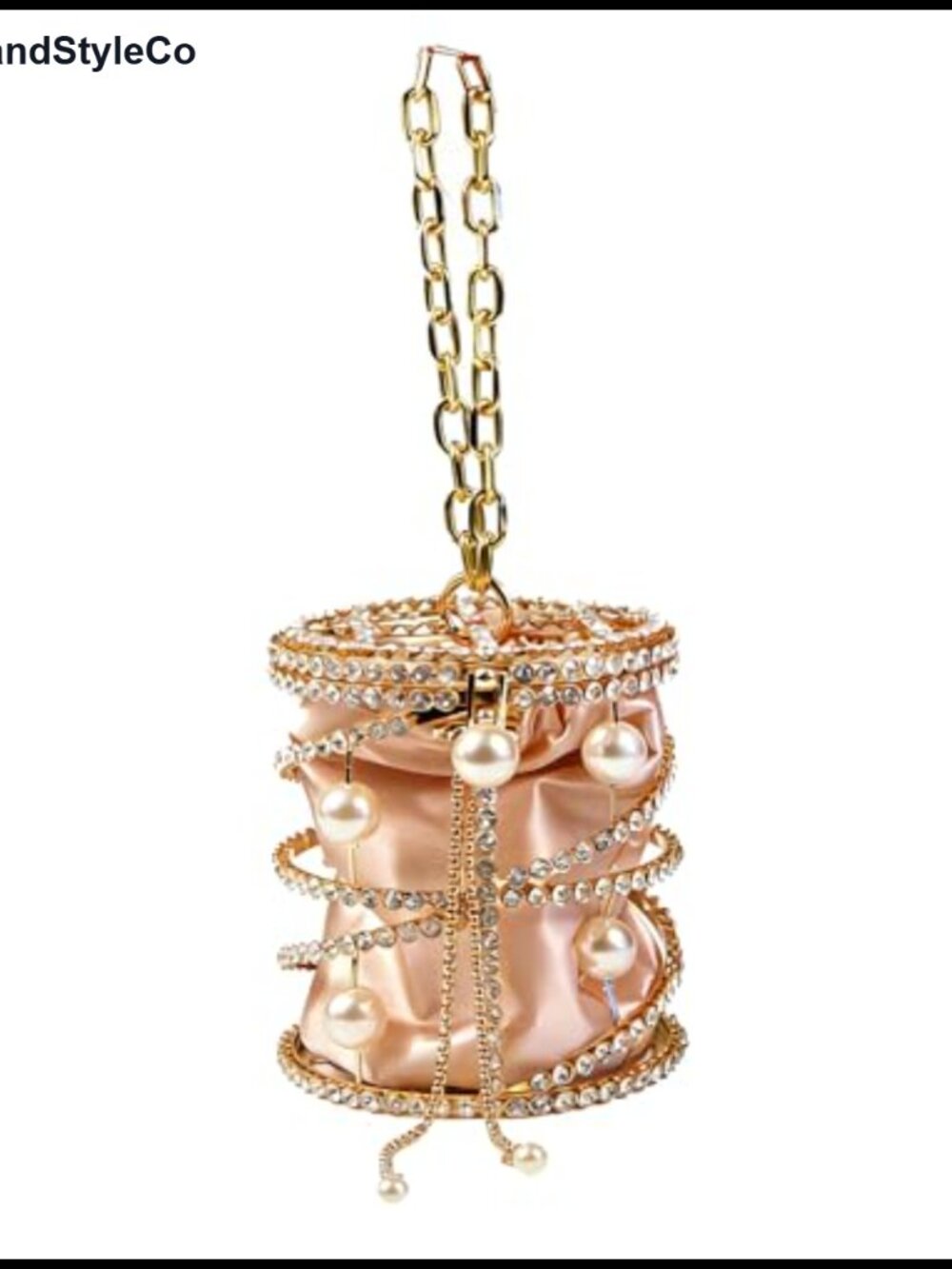 Rhinestone Pearl Evening Clutch Crossbody Bag with Chain Strap